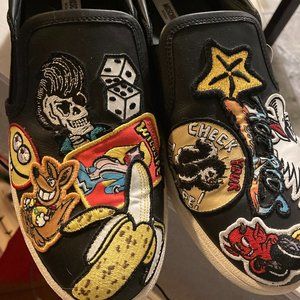 Moschino Slip-ons Sneakers EU 40 Unisex Patches Leather Black